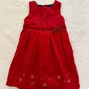 OshKosh B'gosh Red Dress with Bow and Floral Embroidery